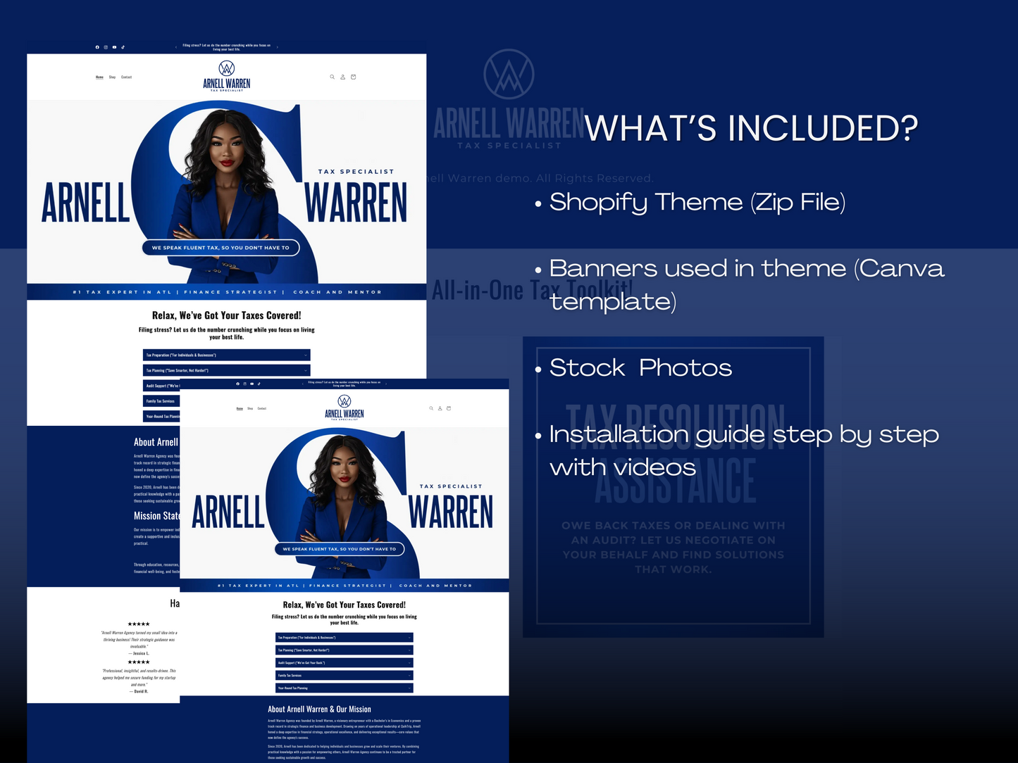 Blue Shopify Theme Template, Tax Specialist Theme, Website for Corporate Businesses Shopify Website Design, Shopify Banners, Business Owners