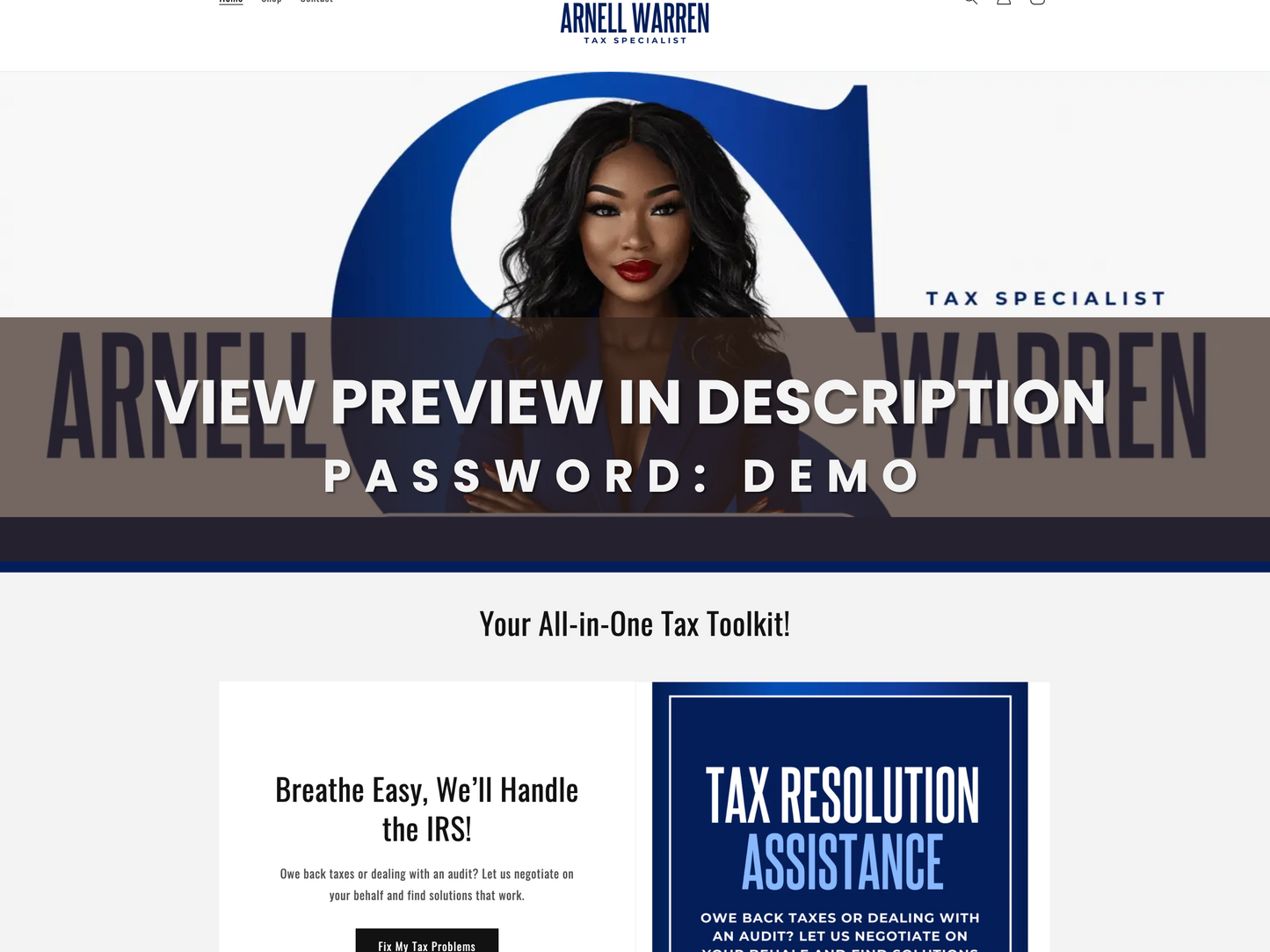 Blue Shopify Theme Template, Tax Specialist Theme, Website for Corporate Businesses Shopify Website Design, Shopify Banners, Business Owners