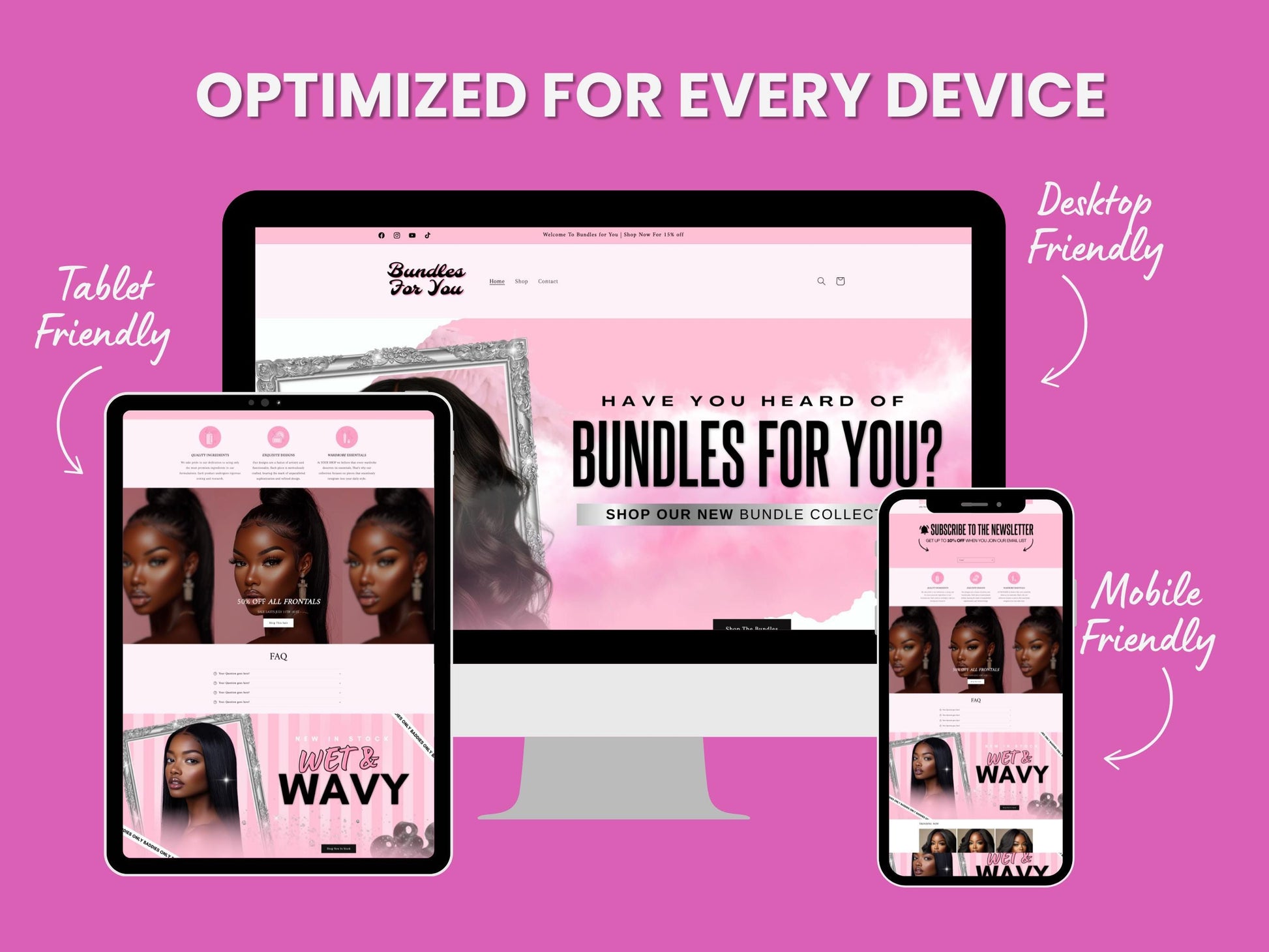Pink Shopify Theme Template, Pink Hair Theme, Website for Hair Businesses Shopify Website Design, Shopify Banners, Business Owners