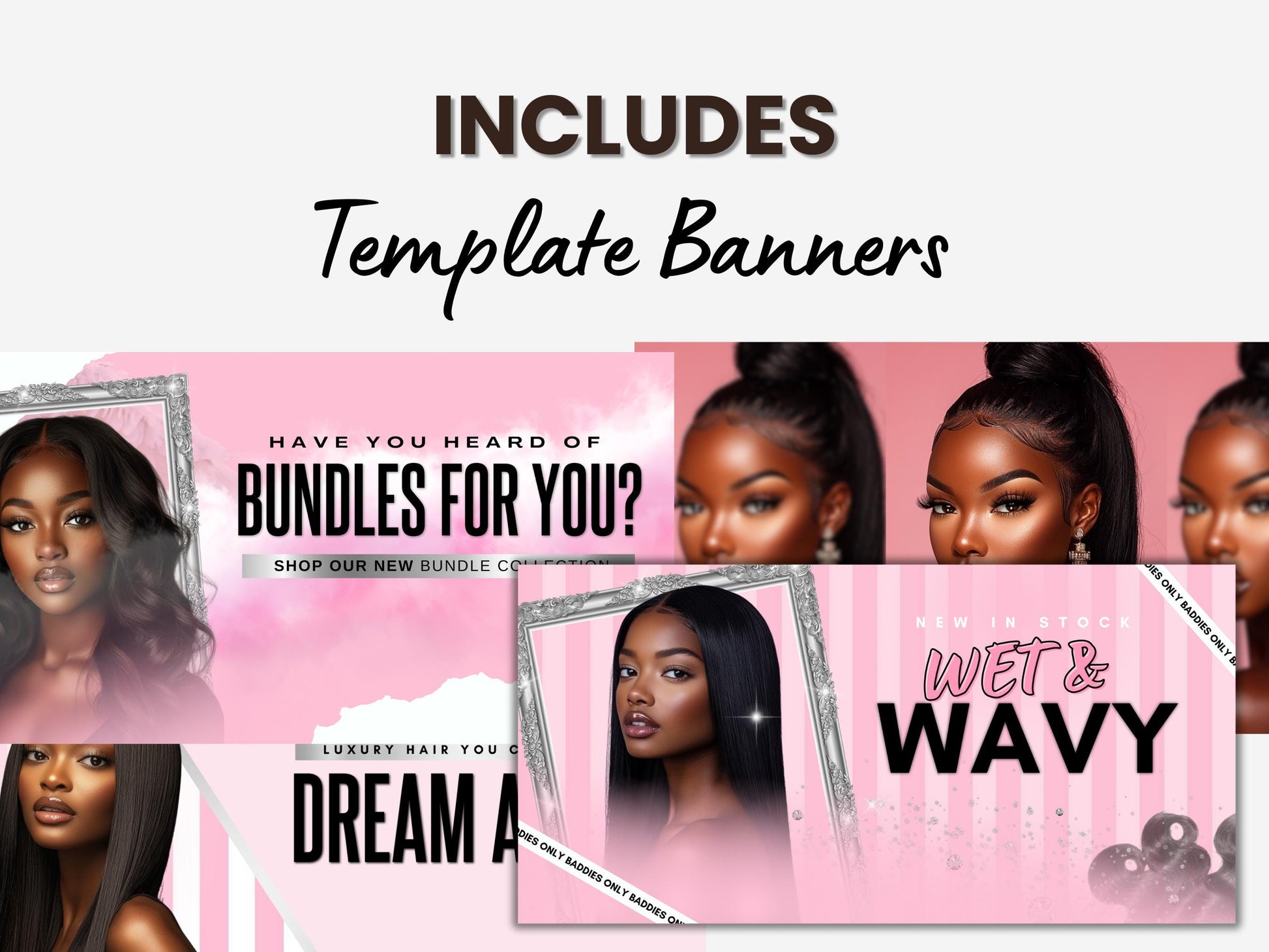 Pink Shopify Theme Template, Pink Hair Theme, Website for Hair Businesses Shopify Website Design, Shopify Banners, Business Owners