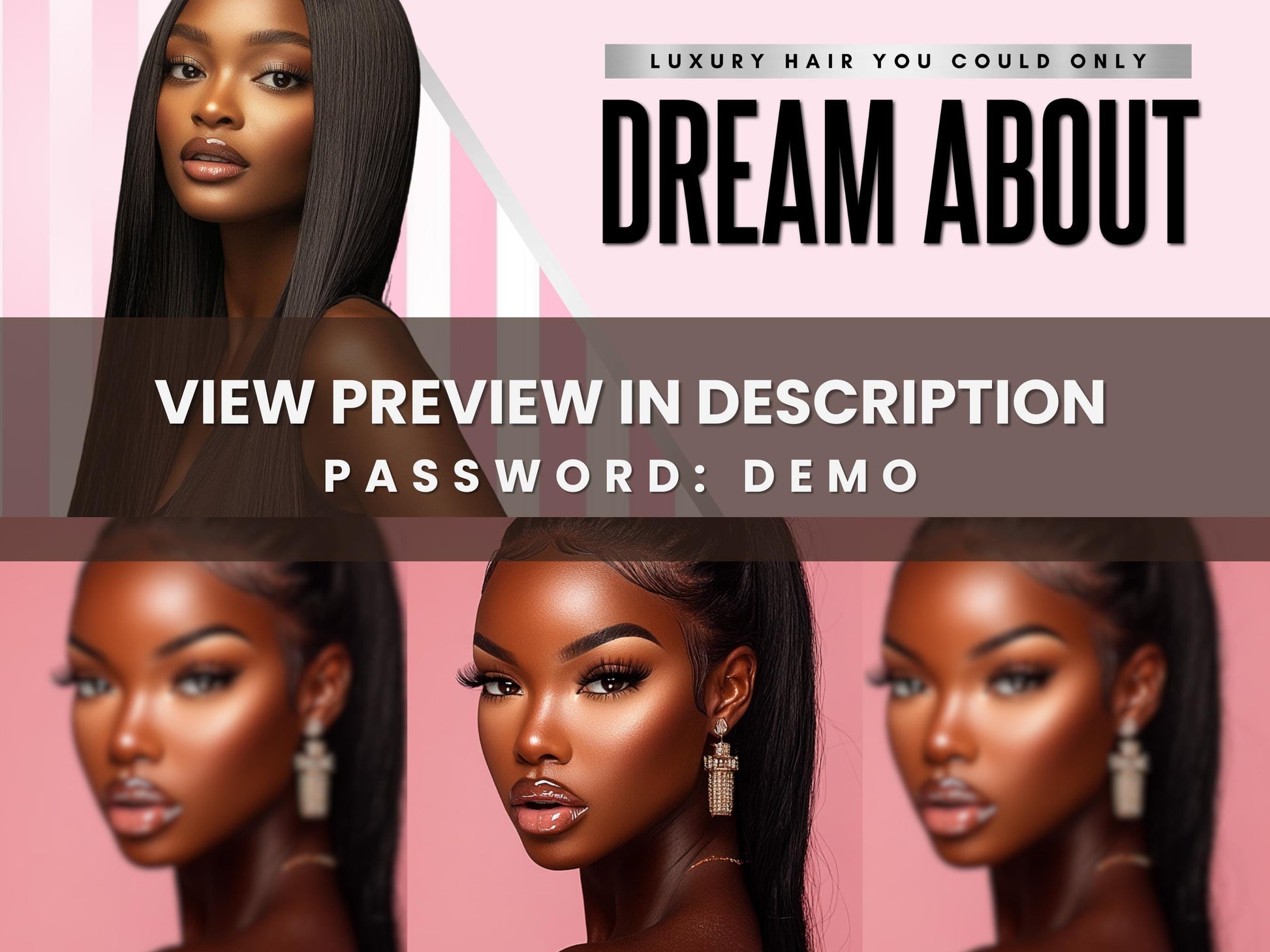 Pink Shopify Theme Template, Pink Hair Theme, Website for Hair Businesses Shopify Website Design, Shopify Banners, Business Owners