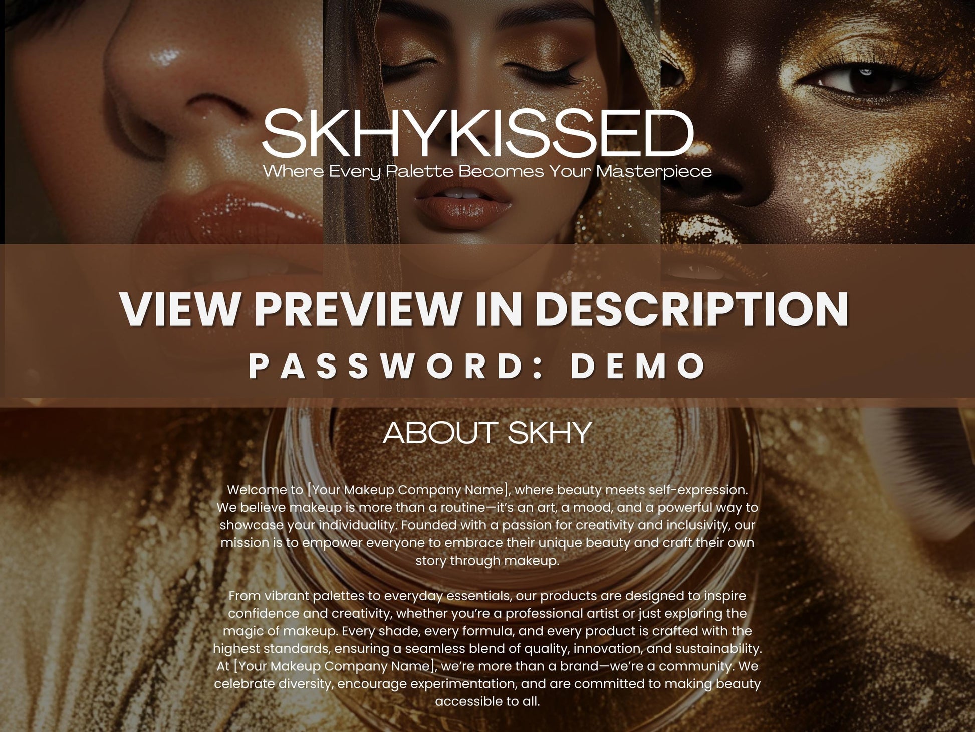 Brown Shopify Beauty Theme Template, Brown MUA Theme, Website for Makeup Artists Businesses Shopify Website Design, Shopify Banners