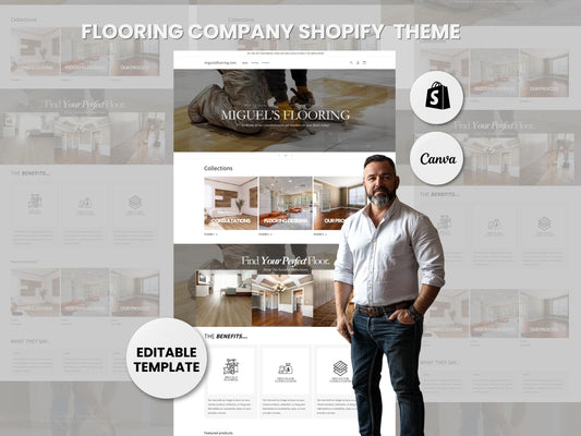 grey Shopify Theme Template, Grey Flooring Theme, Website for Flooring companies Shopify Website Design, Shopify Banners, Business Owners