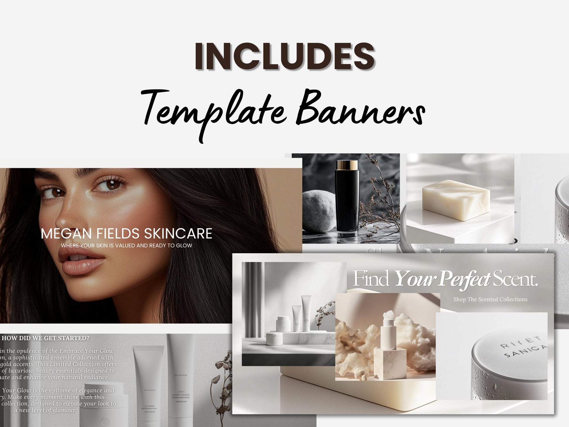 Aesthetic Shopify Skincare Theme Template, Aesthetic Grey Theme, Website for Esthetician Businesses Shopify Website Design, Shopify Banners