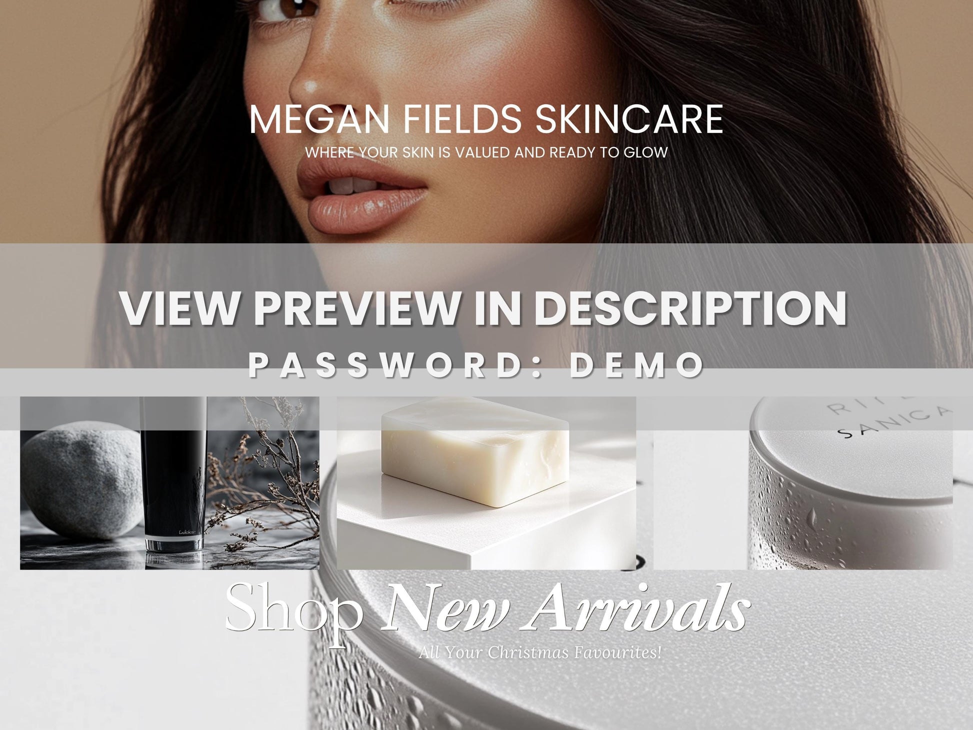 Aesthetic Shopify Skincare Theme Template, Aesthetic Grey Theme, Website for Esthetician Businesses Shopify Website Design, Shopify Banners