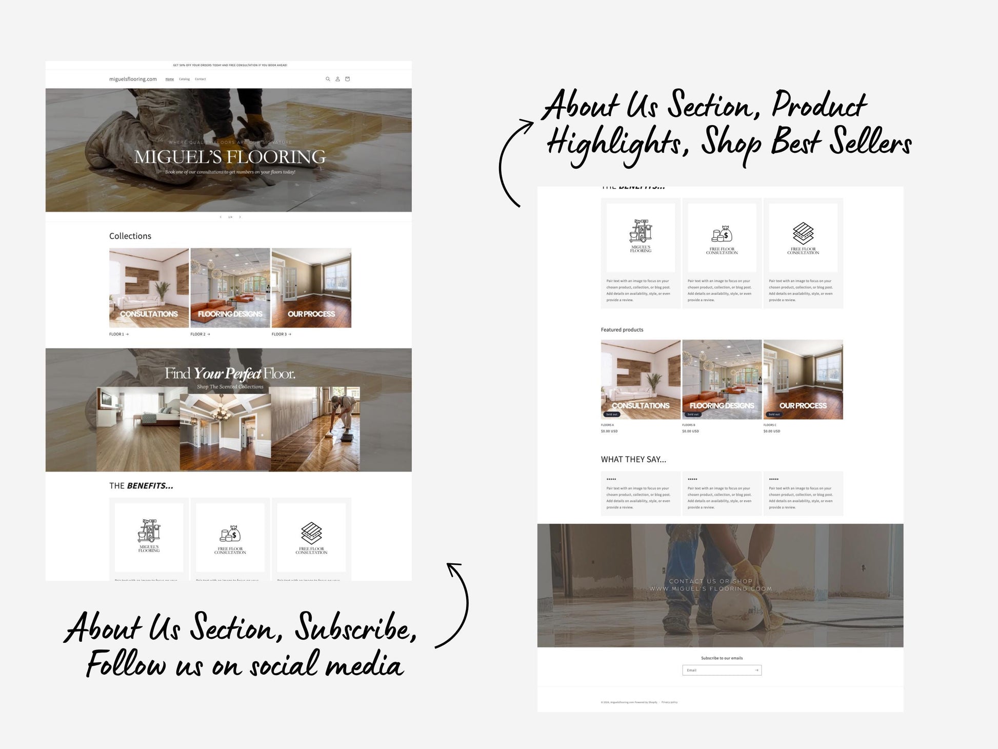 grey Shopify Theme Template, Grey Flooring Theme, Website for Flooring companies Shopify Website Design, Shopify Banners, Business Owners