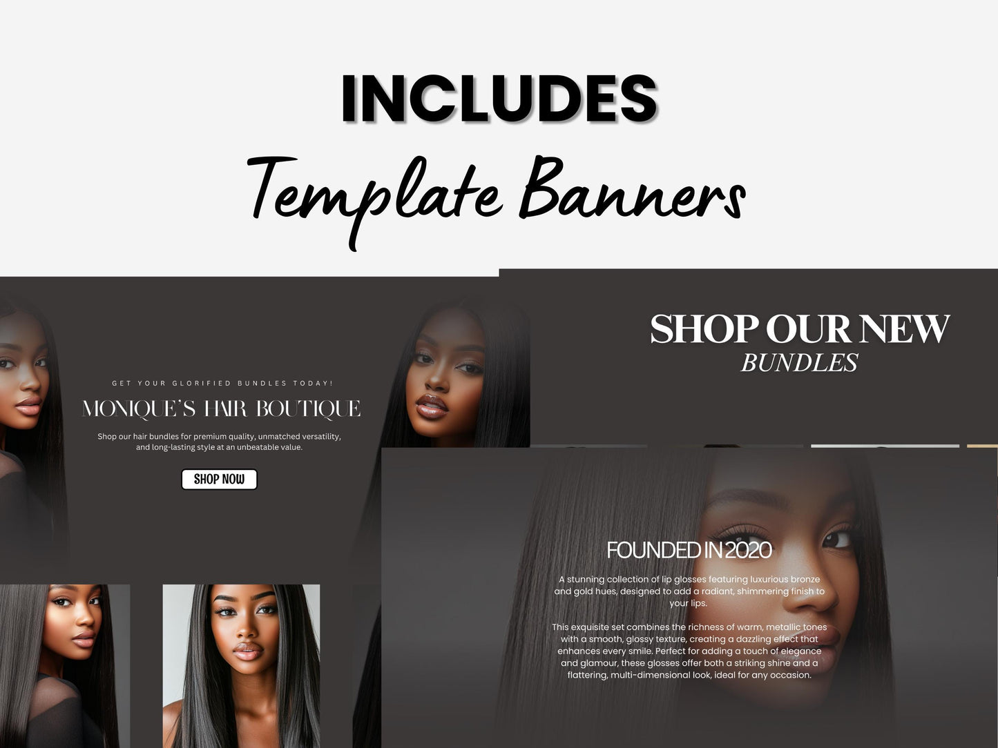 Hair Business Shopify Theme Template, Black Hair Theme, Website for Hairstylists Shopify Website Design, Shopify Banners