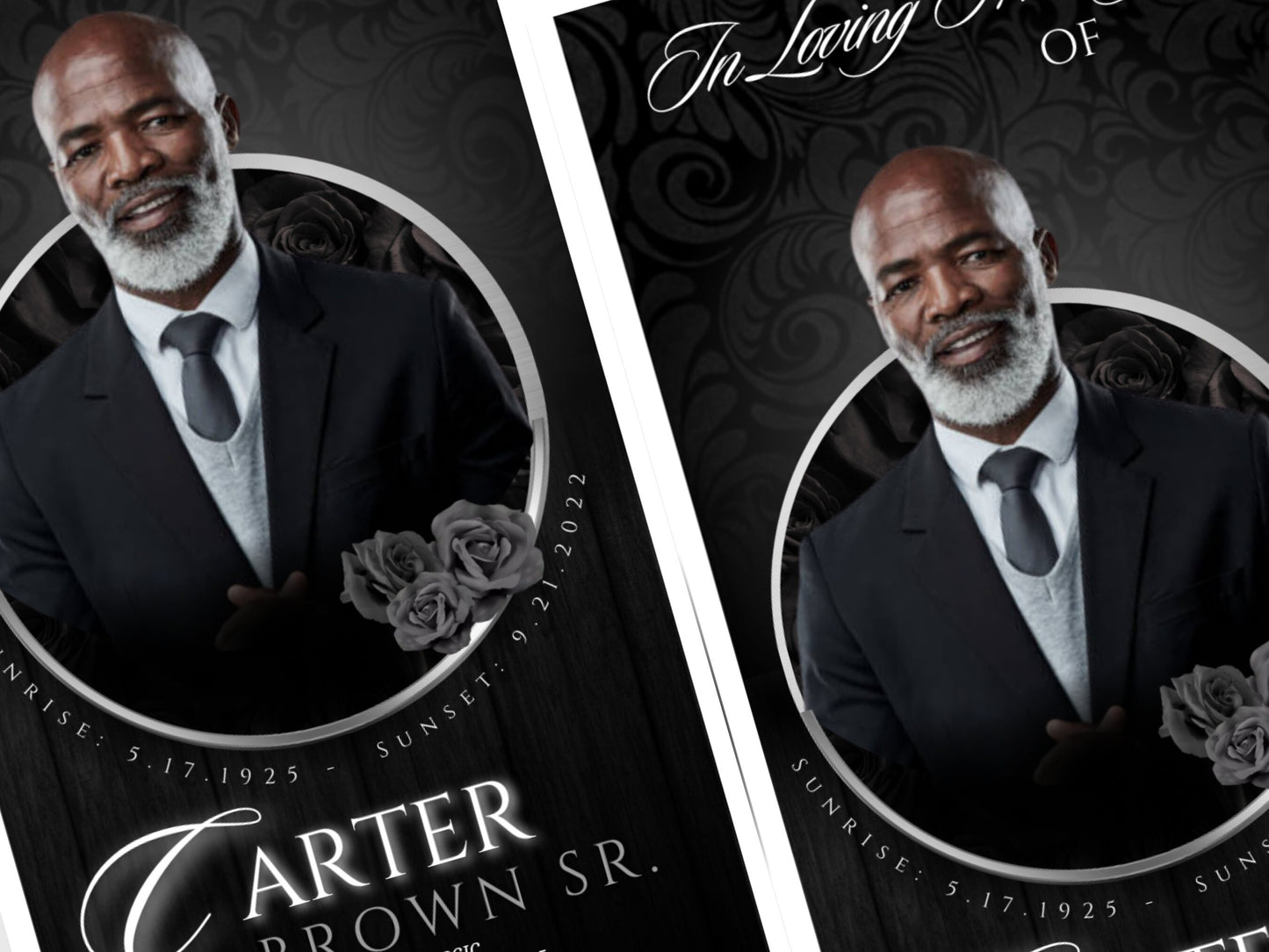 17"x11" FUNERAL OBITUARY TEMPLATE (2 pages) |Elegant Style Funeral Program | Celebration of Life |Keepsake |Digital Download |Canva Template