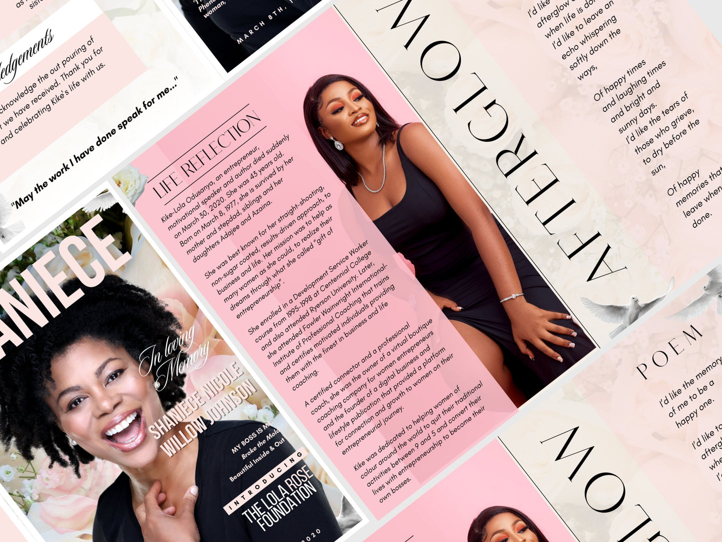 5.5"x8.5" BOOKLET Memorial program (8 pages)| Rose Style Funeral Program |Celebration of Life |Keepsake |Digital Download |Canva Template