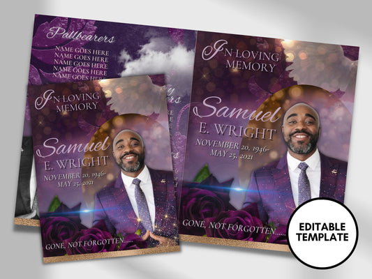 8.5"x11" BOOKLET Memorial program (8 pages)| Unisex Funeral Program |Celebration of Life |Keepsake |Digital Download |Canva Template