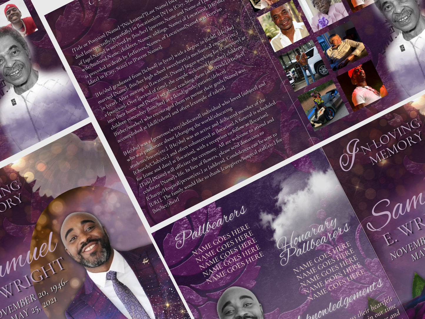 8.5"x11" BOOKLET Memorial program (8 pages)| Unisex Funeral Program |Celebration of Life |Keepsake |Digital Download |Canva Template