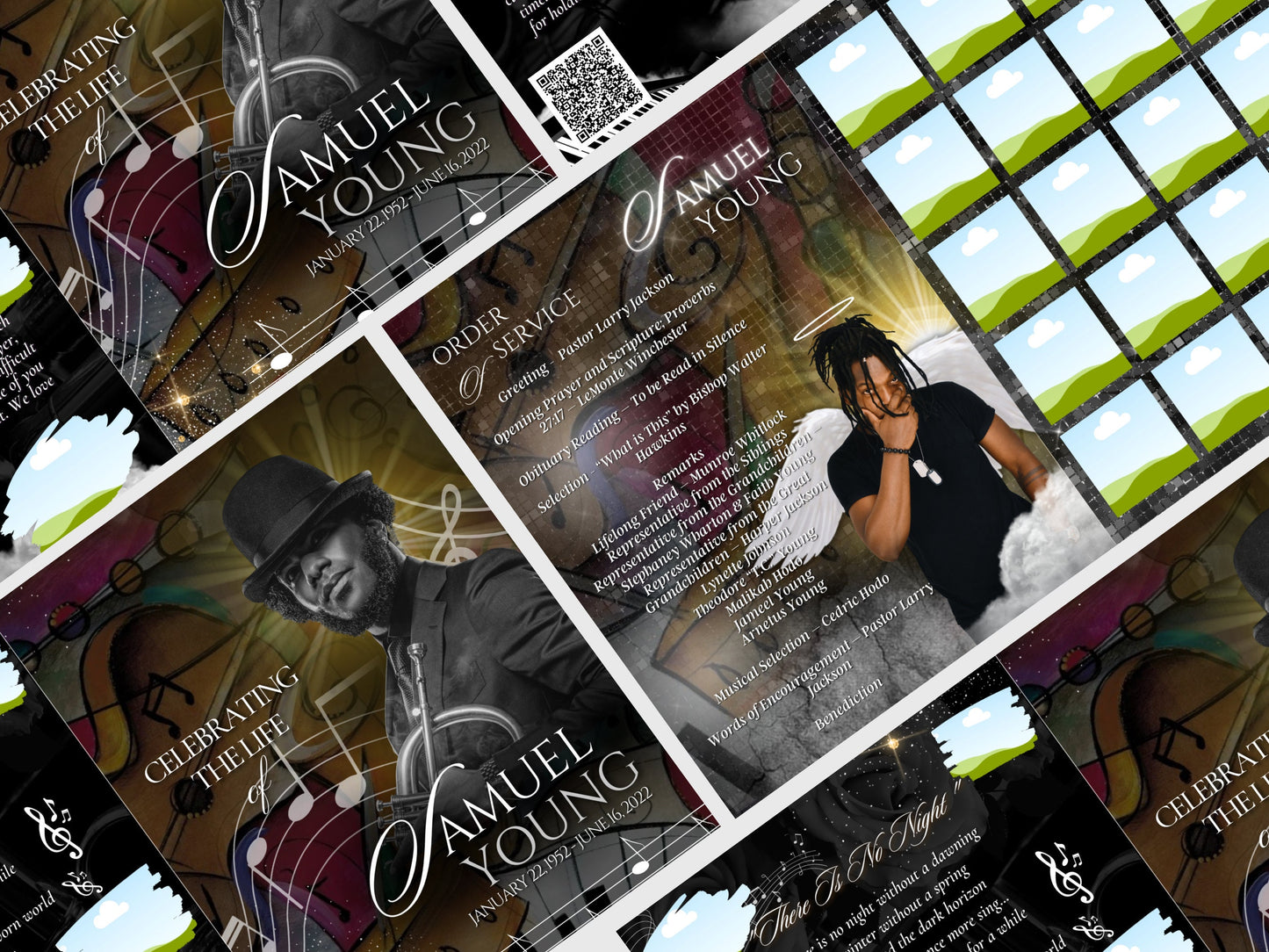 8.5"x11" BOOKLET Memorial program (12 pages)| Mens Jazz Funeral Program |Celebration of Life |Keepsake |Digital Download |Canva Template