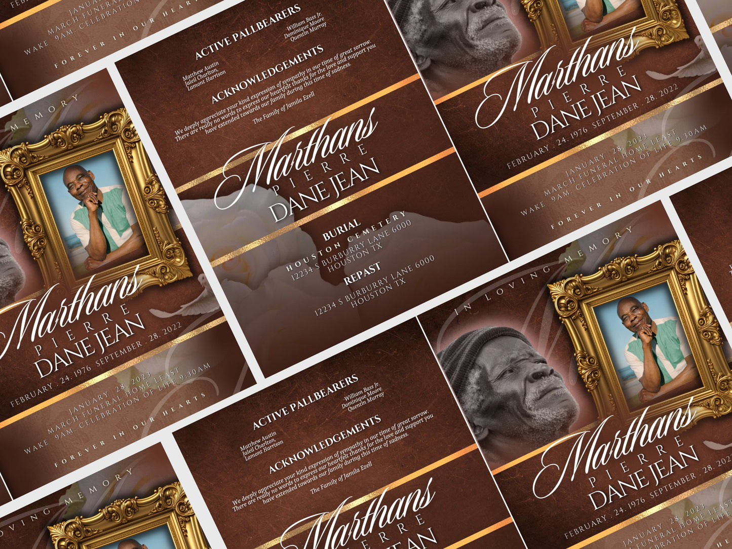 8.5"x11" BOOKLET Memorial program (8 pages) | Brown Men Funeral Program |Celebration of Life |Keepsake |Digital Download |Canva Template