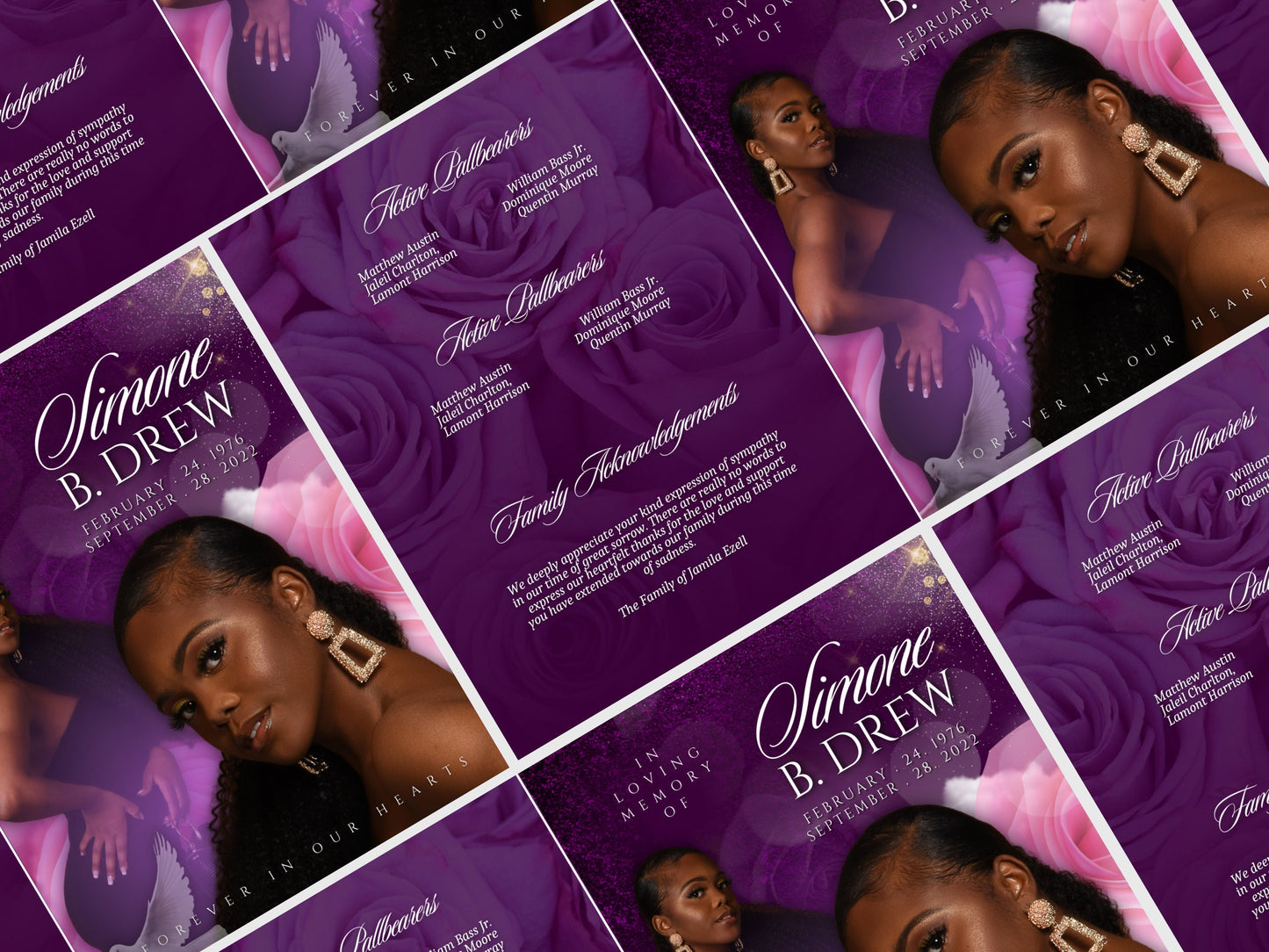 8.5"x11" BOOKLET Memorial program (4 pages)| PURPLE Style Funeral Program |Celebration of Life |Keepsake |Digital Download |Canva Template