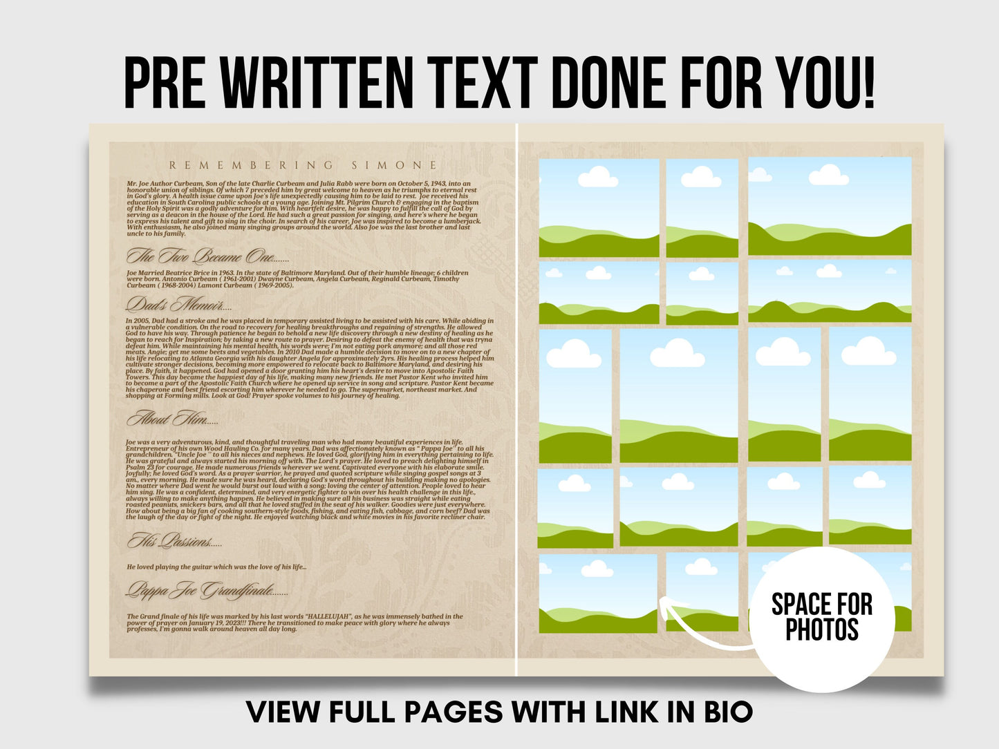 8.5"x11" BOOKLET Memorial program (8 pages) | Elegant Style Funeral Program |Celebration of Life |Keepsake |Digital Download |Canva Template