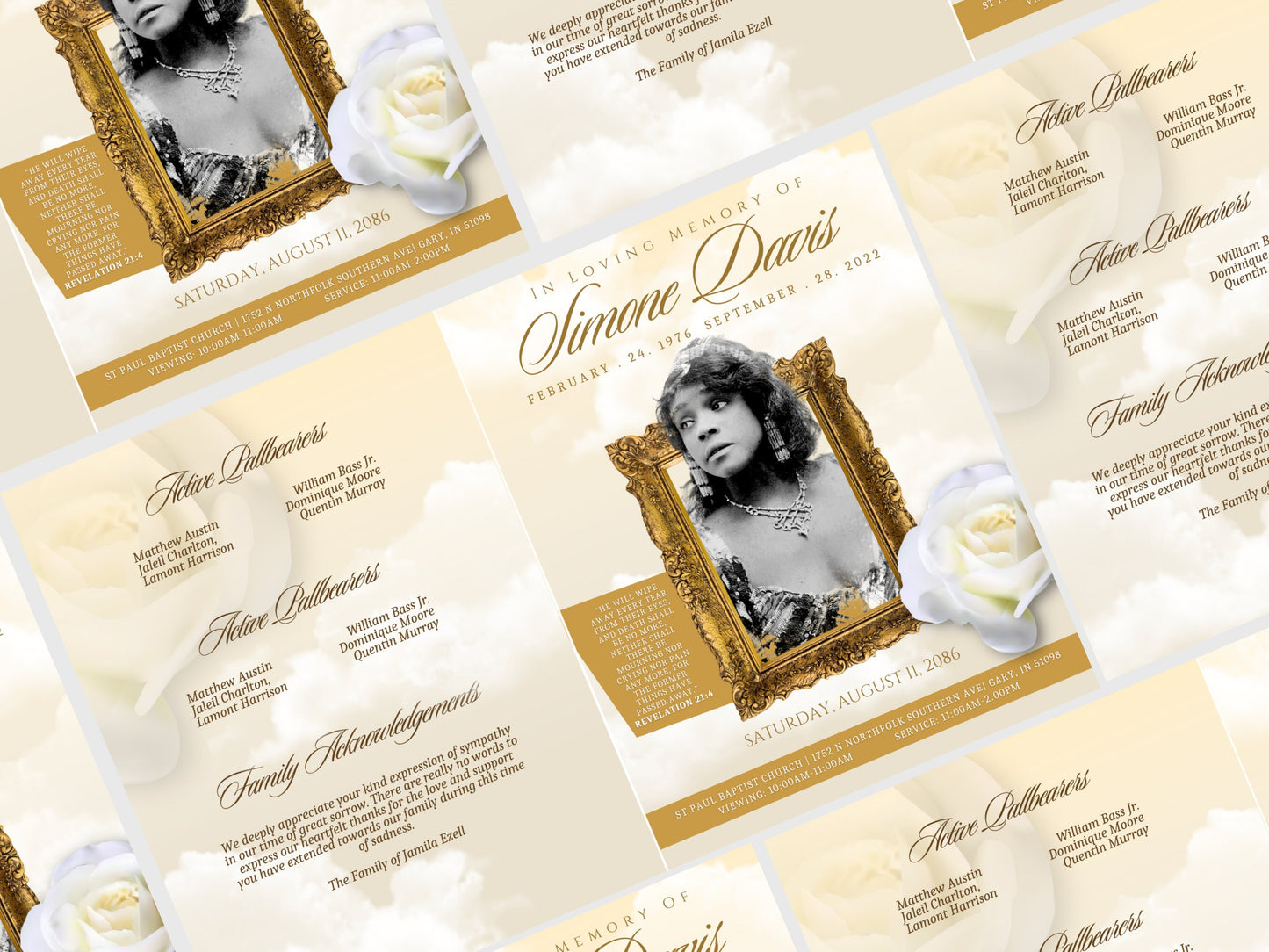 8.5"x11" BOOKLET Memorial program (8 pages) | Elegant Style Funeral Program |Celebration of Life |Keepsake |Digital Download |Canva Template