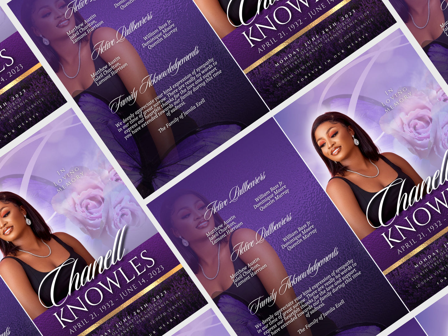 5.5"x8.5" BOOKLET Memorial program (8 pages)| PURPLE Funeral Program |Celebration of Life |Keepsake |Digital Download |Canva Template