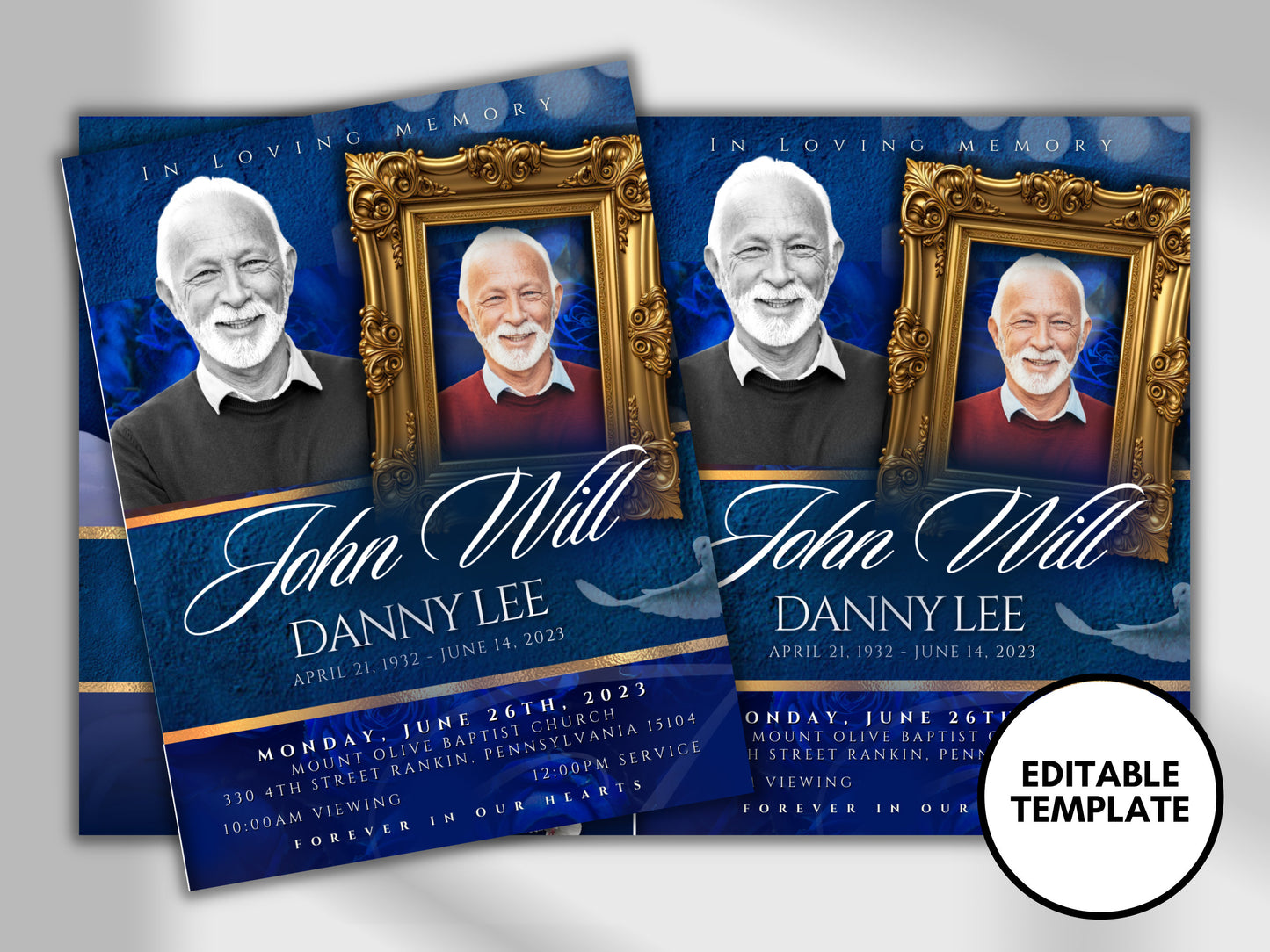 8.5"x11" BOOKLET Memorial program (4 pages) | Elegant Style Funeral Program |Celebration of Life |Keepsake |Digital Download |Canva Template