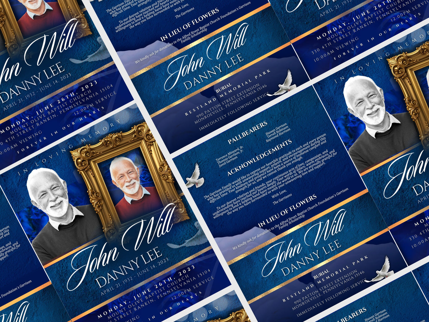 8.5"x11" BOOKLET Memorial program (4 pages) | Elegant Style Funeral Program |Celebration of Life |Keepsake |Digital Download |Canva Template