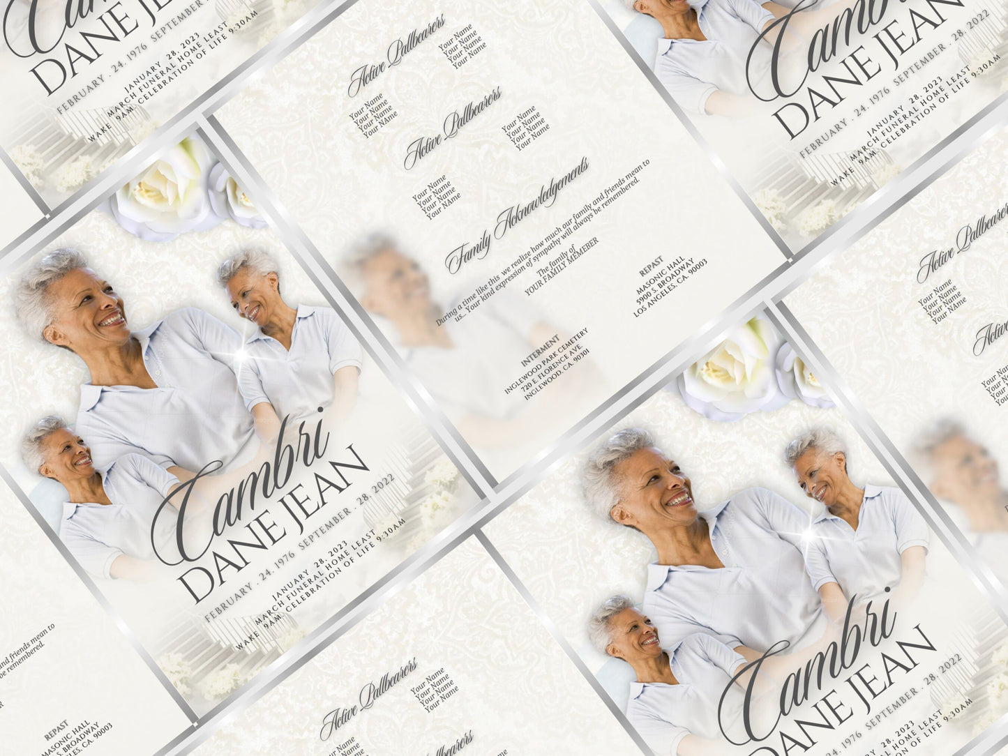 8.5"x11" BOOKLET Memorial program (4 pages) | Elegant Style Funeral Program |Celebration of Life |Keepsake |Digital Download |Canva Template