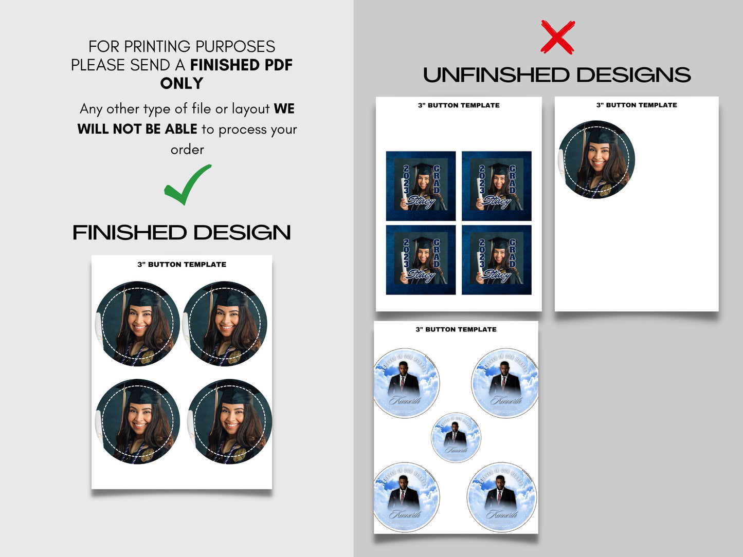 10 BUTTONS SHIPPED,Full Color With Your Family Member| Personalized Funeral Buttons|Pin back Button|Custom Pin Backs