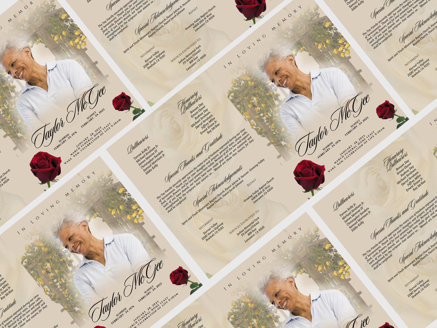 8.5"x11" BOOKLET Memorial program (4 pages)| MAGAZINE STYLE Funeral Program |Celebration of Life |Keepsake |Digital Download |Canva Template