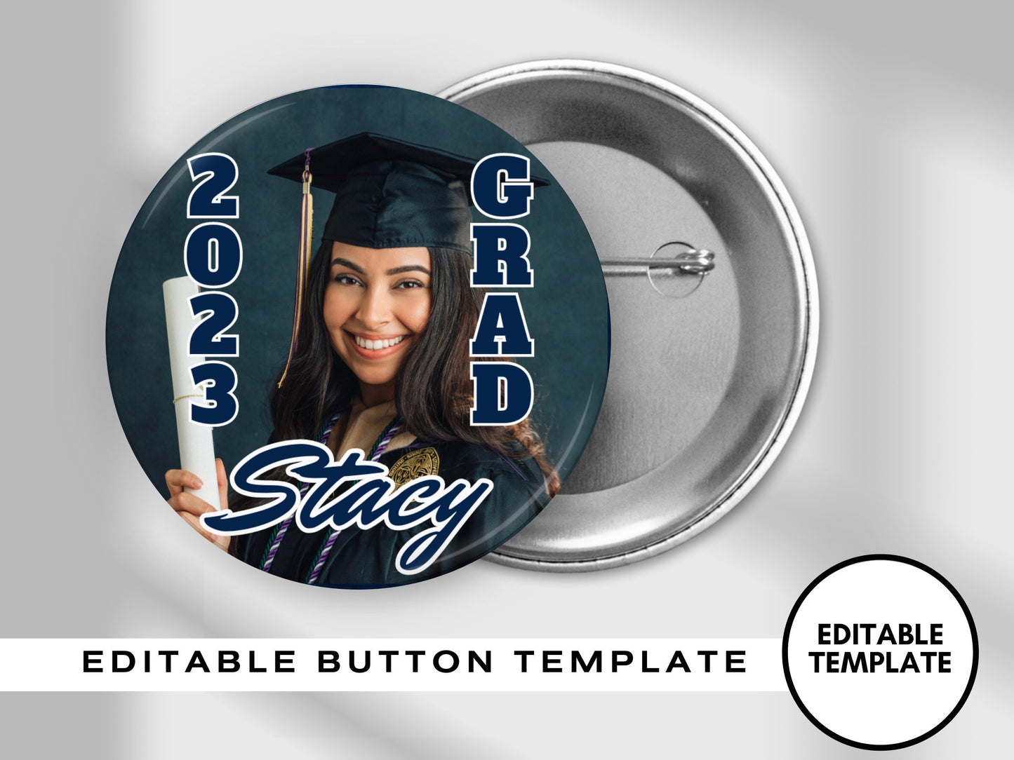 GRADUATION PINBACK Template,Full Color| Personalized Funeral Buttons|Pinback Button Template|Keepsake Pin Backs Template