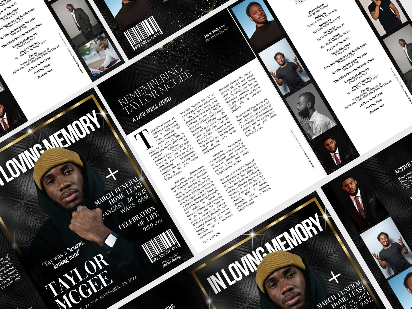 8.5"x11" BOOKLET Memorial program (4 pages)| MAGAZINE VOGUE Funeral Program |Celebration of Life |Keepsake |Digital Download |Canva Template