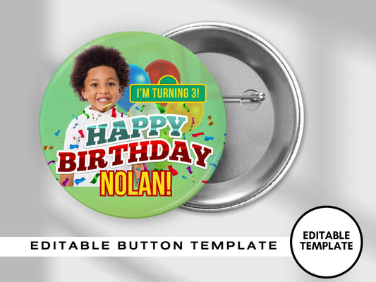 GREEN BIRTHDAY PINBACK Template,Full Color| Personalized Funeral Buttons|Pinback Button Template|Keepsake Pin Backs Template