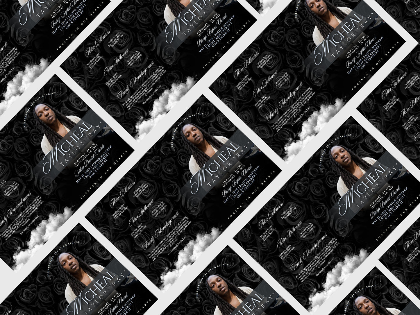 8.5"x11" BOOKLET Memorial program (8 pages)| BLACK Style Funeral Program |Celebration of Life |Keepsake |Digital Download |Canva Templat