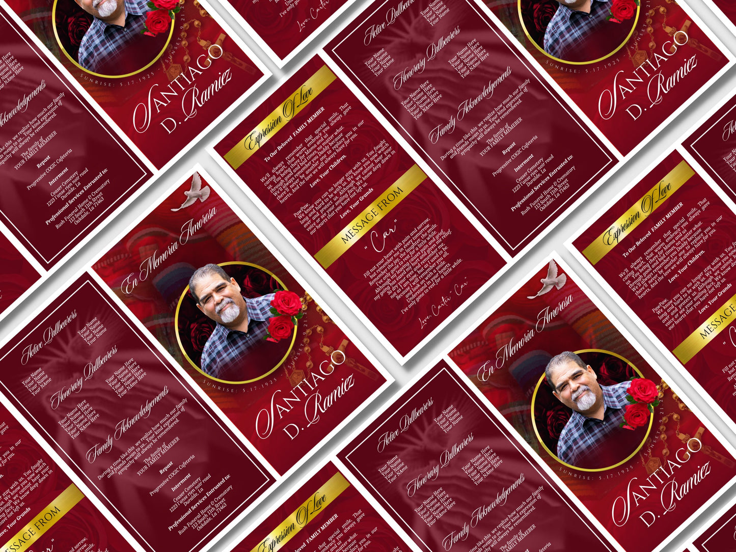 17"x11" TRIFOLD Memorial program (2 pages) | Catholic Style Funeral Program |Celebration of Life |Keepsake |Digital Download |Canva Template