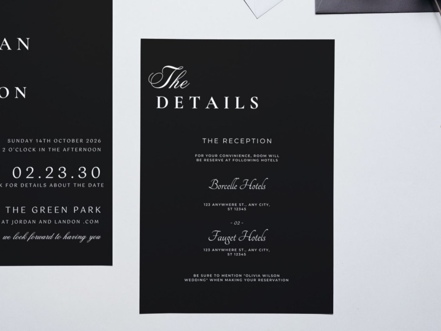 5"x7" Black Elegant Wedding Invitation, Black and White Wedding Invitation Set, Minimalist, Modern Editable Template,INSTANT Download