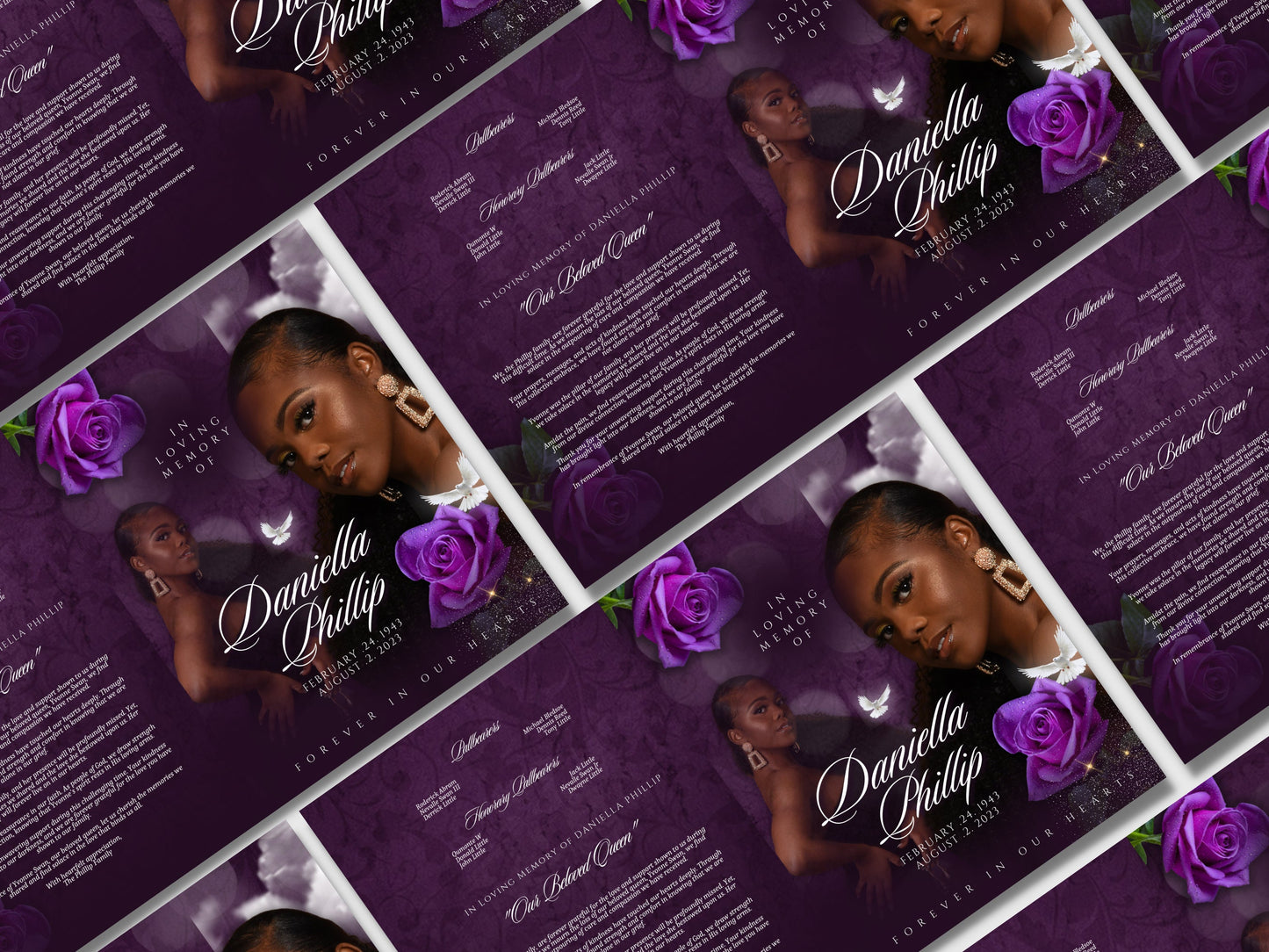 8.5"x11" BOOKLET Memorial program (8 pages)| PURPLE Style Funeral Program |Celebration of Life |Keepsake |Digital Download |Canva Template