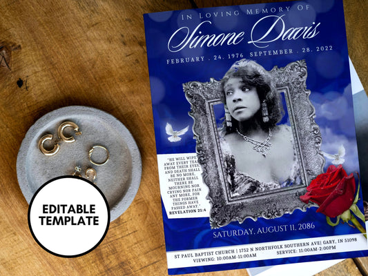 8.5"x11" BOOKLET Memorial program (8 pages)| PURPLE Style Funeral Program |Celebration of Life |Keepsake |Digital Download |Canva Template