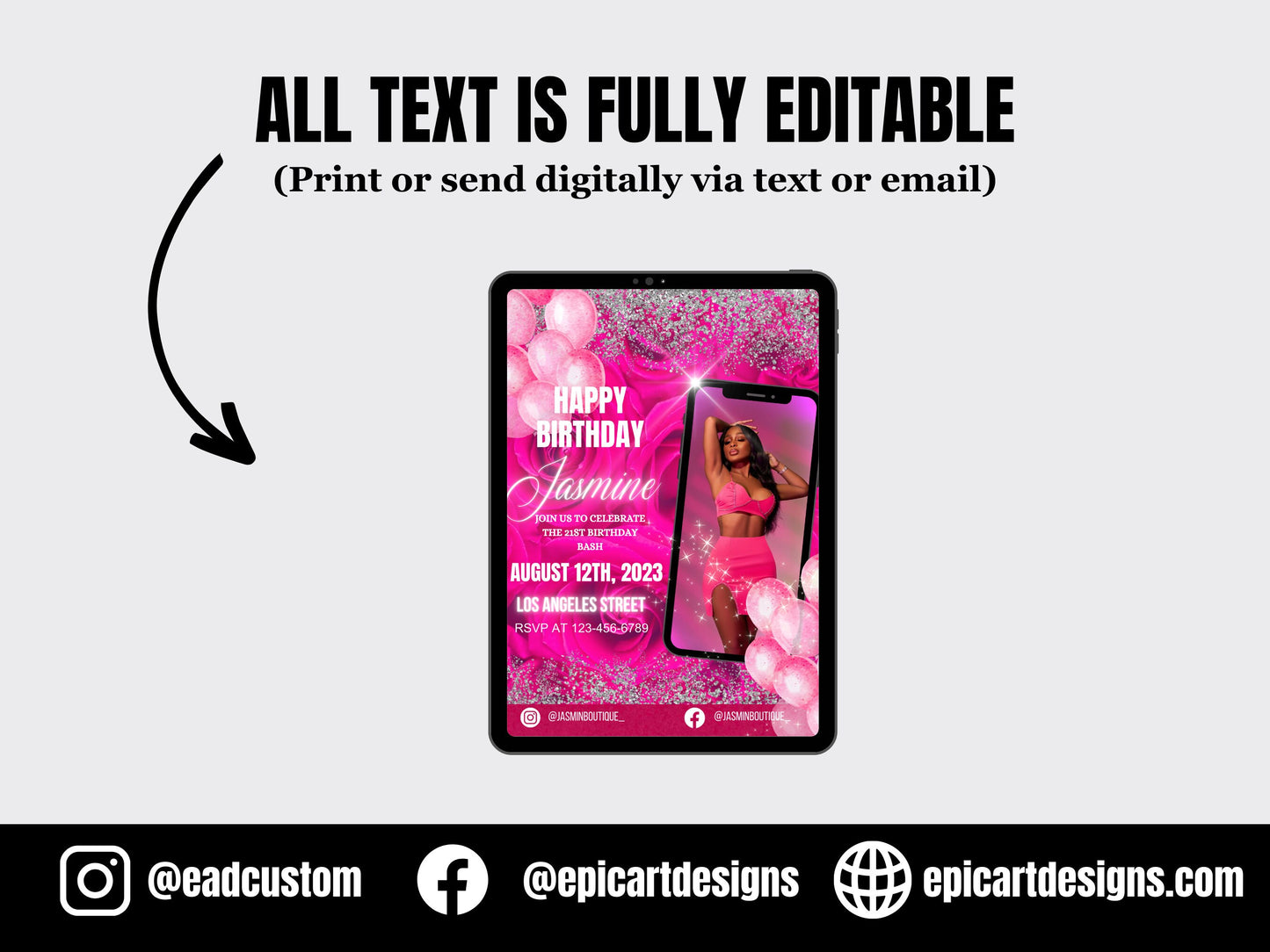 Birthday Bash invite, Digital Bday card, DIY invite Template Design, Birthday Party Invites Flyer, Premade Celebration birthday invite