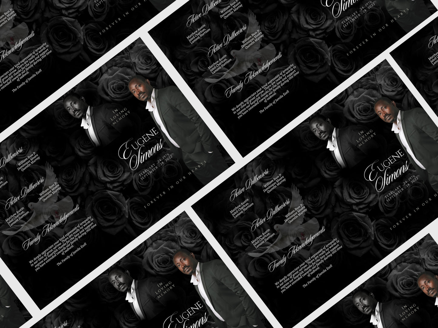8.5"x11" BOOKLET Memorial program (4 pages)| BLUE GALAXY Style Funeral Program |Celebration of Life |Digital Download |Canva Template