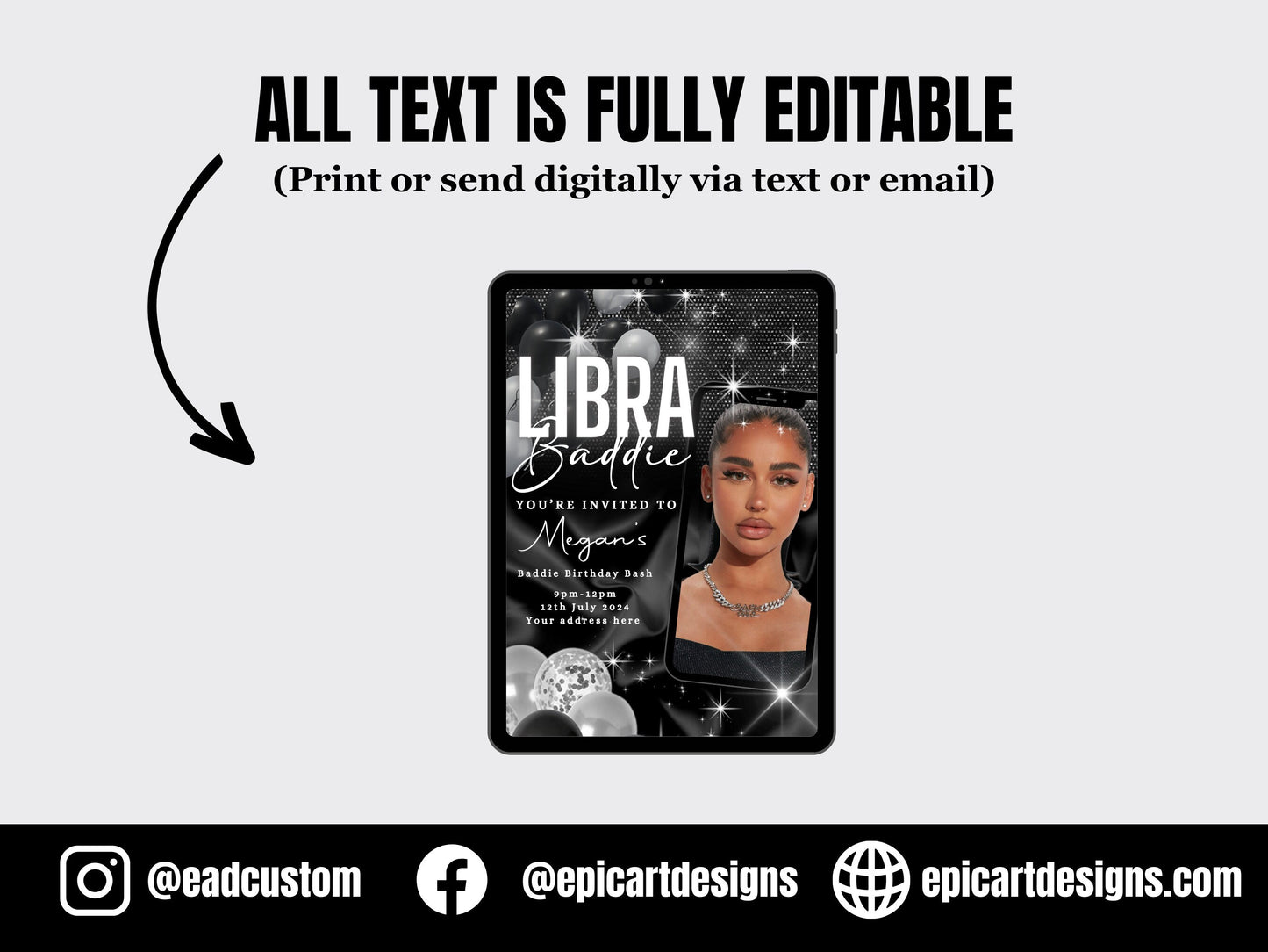 Libra Birthday Flyer, Birthday Template, Birthday Girl, Party Flyer, Celebration Flyer, Birthday Event, Birthday Invite, Canva Flyer