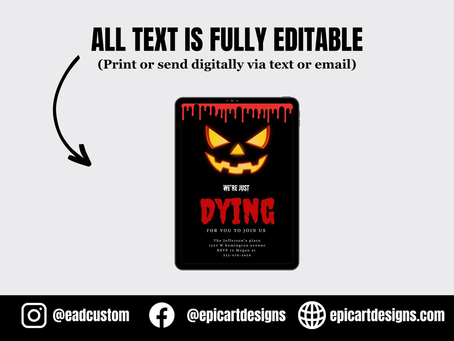 Editable Halloween Invitation, Halloween Party Invitation, Halloween Birthday Invitation, Halloween Invitation