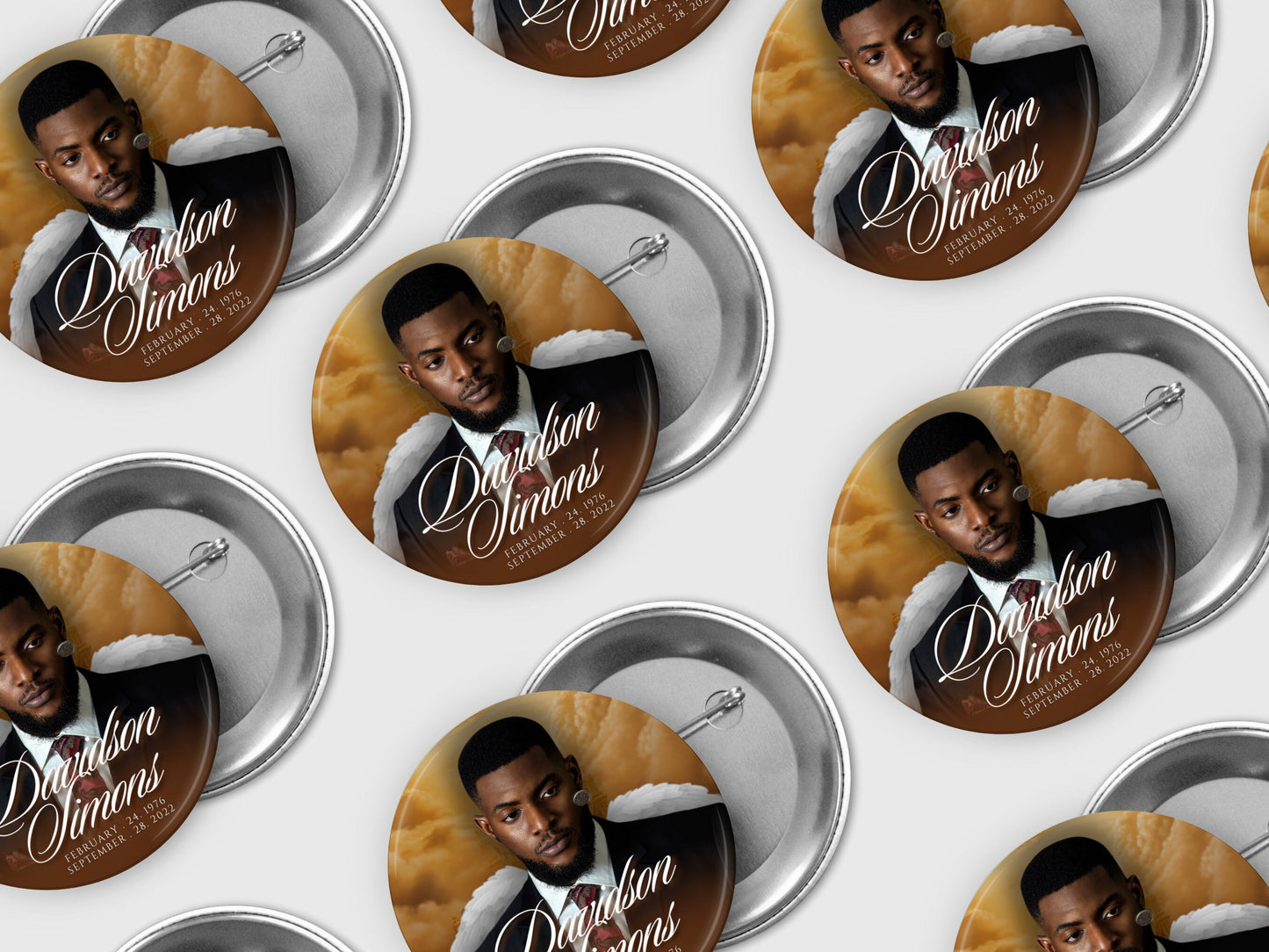 BROWN WING PINBACK Template,Full Color| Personalized Funeral Buttons|Pinback Button Template|Keepsake Pin Backs Template