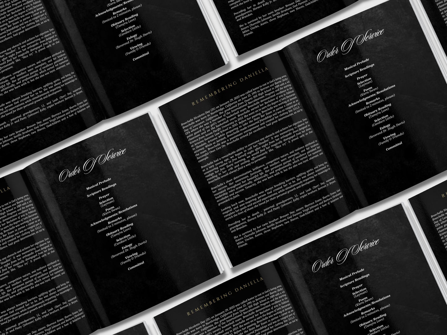 Red City Luxury Funeral Booklet (4 pages) |Classy Black Funeral Program | In Loving Memory  |Forever In Our Hearts |Canva Template