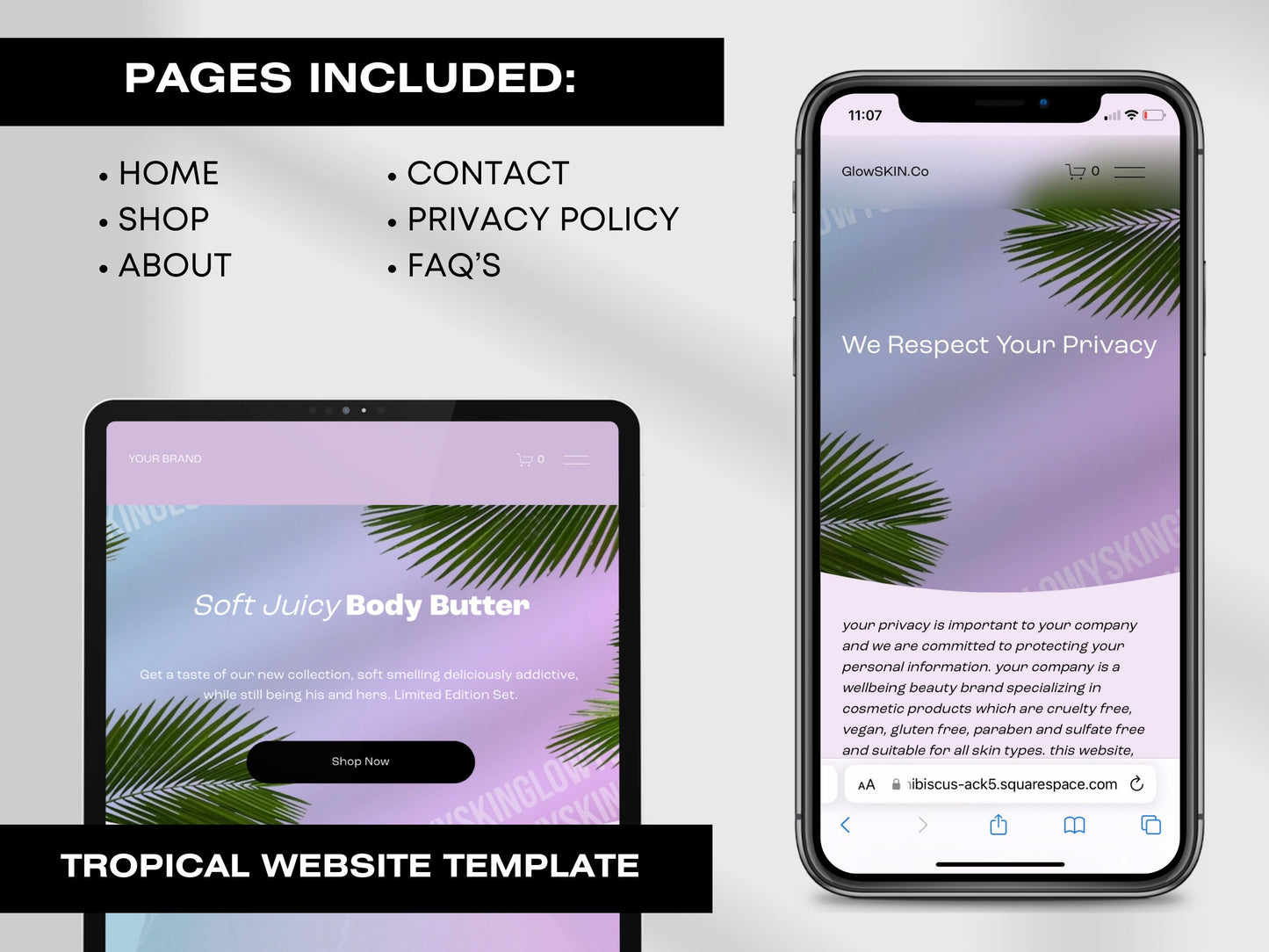 Tropical Rainbow Squarespace Website Template, Customizable Website Template Squarespace, D.I.Y Website Design,Squarespace Template Editable