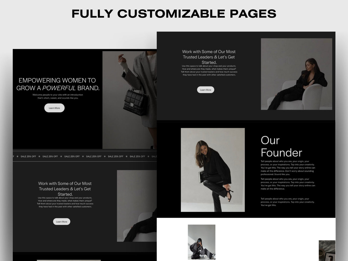 Black MINAMALIST Aesthetic Squarespace Website Template, Website Template Squarespace,D.I.Y Website Design,Squarespace Template Editable