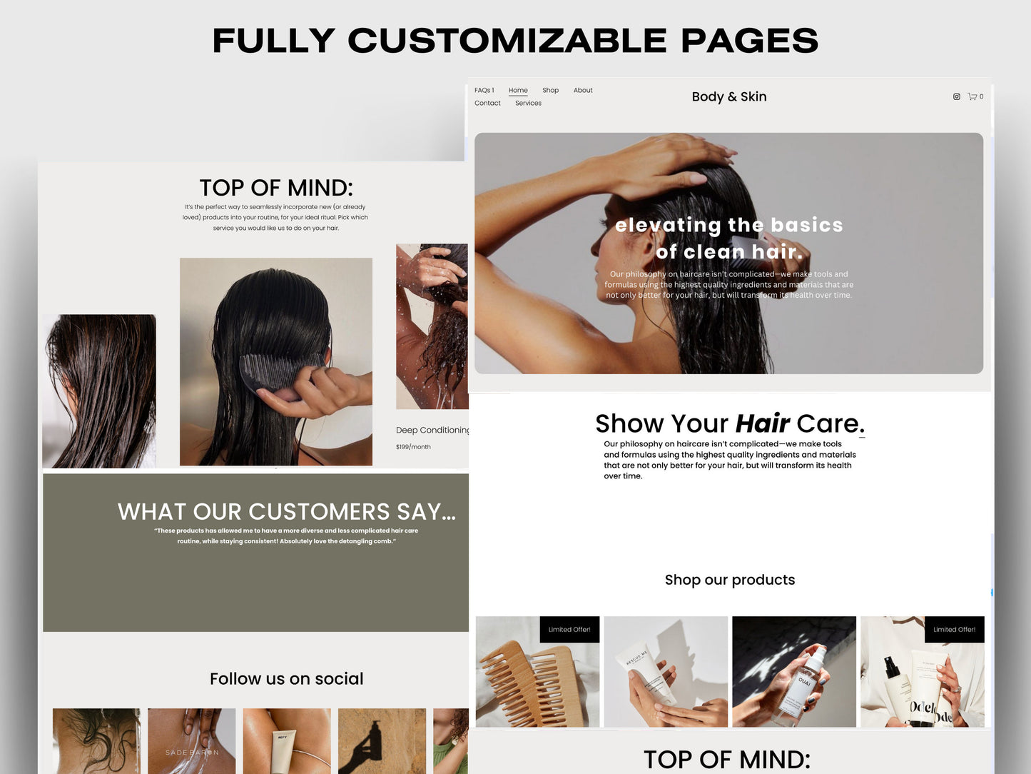 Modern Skincare Squarespace Website Template, Aesthetic Website Template Squarespace,D.I.Y Website Design,Squarespace Template Editable