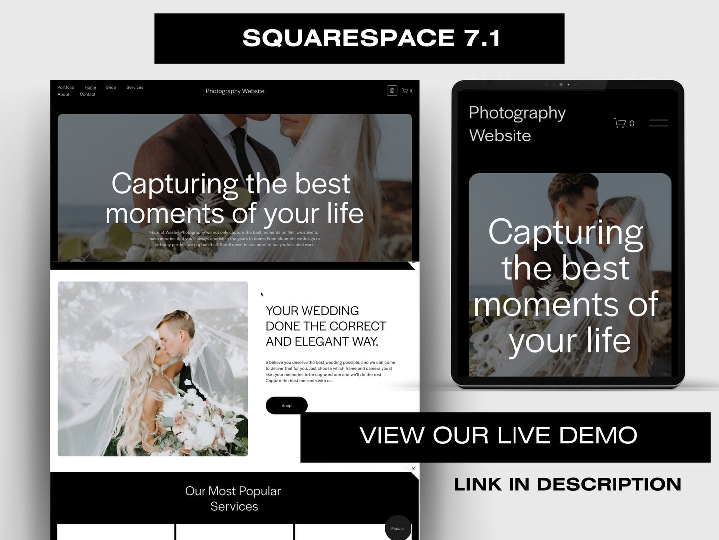 Photographer Aesthetic Squarespace Website Template, Website Template Squarespace,D.I.Y Website Design,Squarespace Template Editable