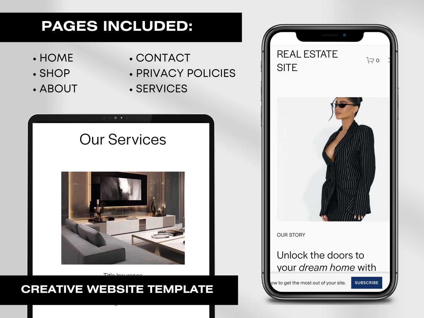 Aesthetic Real Estate Squarespace Website Template, Website Template Squarespace,D.I.Y Website Design,Squarespace Template Editable