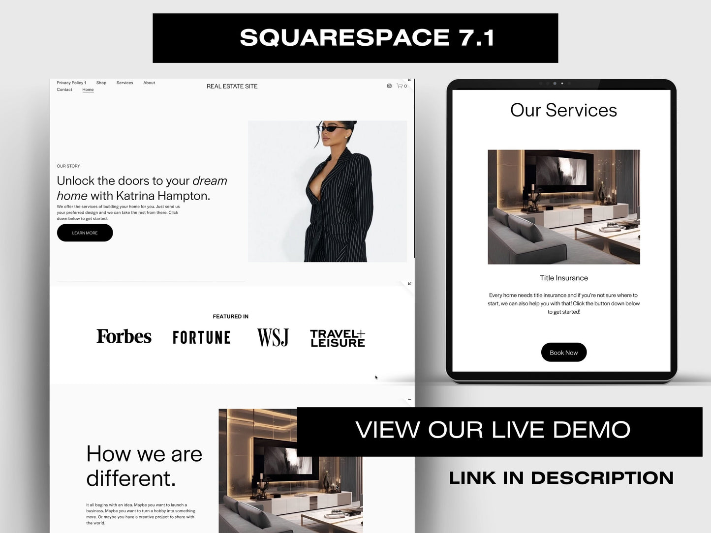 Aesthetic Real Estate Squarespace Website Template, Website Template Squarespace,D.I.Y Website Design,Squarespace Template Editable