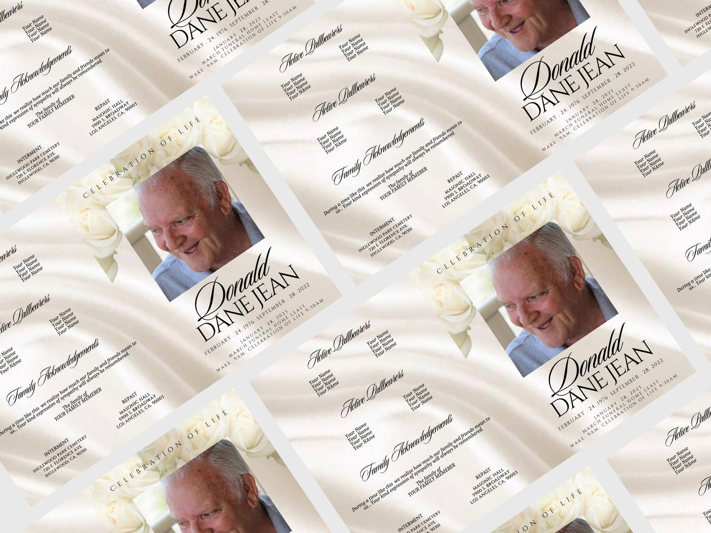 8.5"x11" BOOKLET Memorial program(4 pages)|Simple Cream Style Funeral Program|Celebration of Life |Keepsake|Digital Download |Canva Template