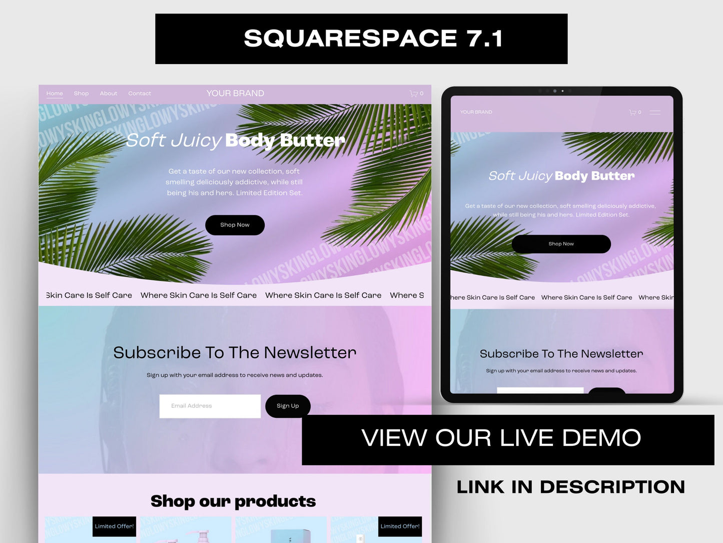 Tropical Rainbow Squarespace Website Template, Customizable Website Template Squarespace, D.I.Y Website Design,Squarespace Template Editable