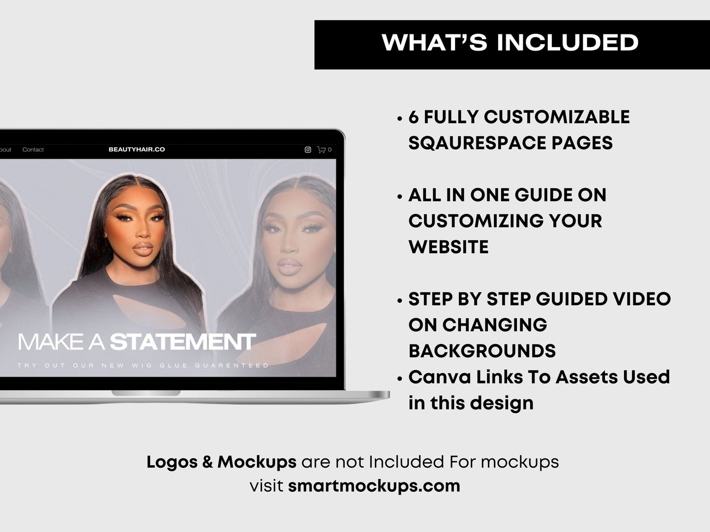 Black BOLD Aesthetic Squarespace Website Template, Aesthetic Website Template Squarespace,D.I.Y Website Design,Squarespace Template Editable