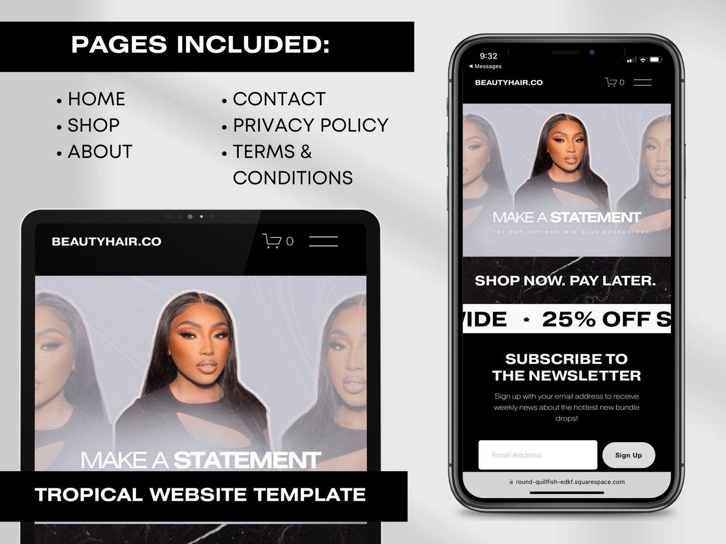 Black BOLD Aesthetic Squarespace Website Template, Aesthetic Website Template Squarespace,D.I.Y Website Design,Squarespace Template Editable